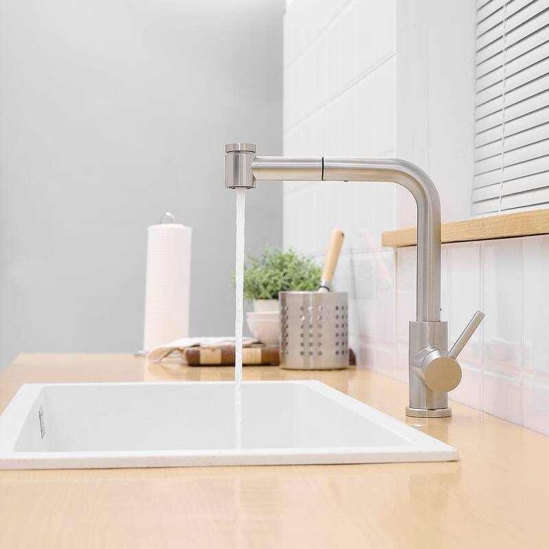 Single Handle Kitchen Faucet with Pull Out Spray - Brushed Nickel