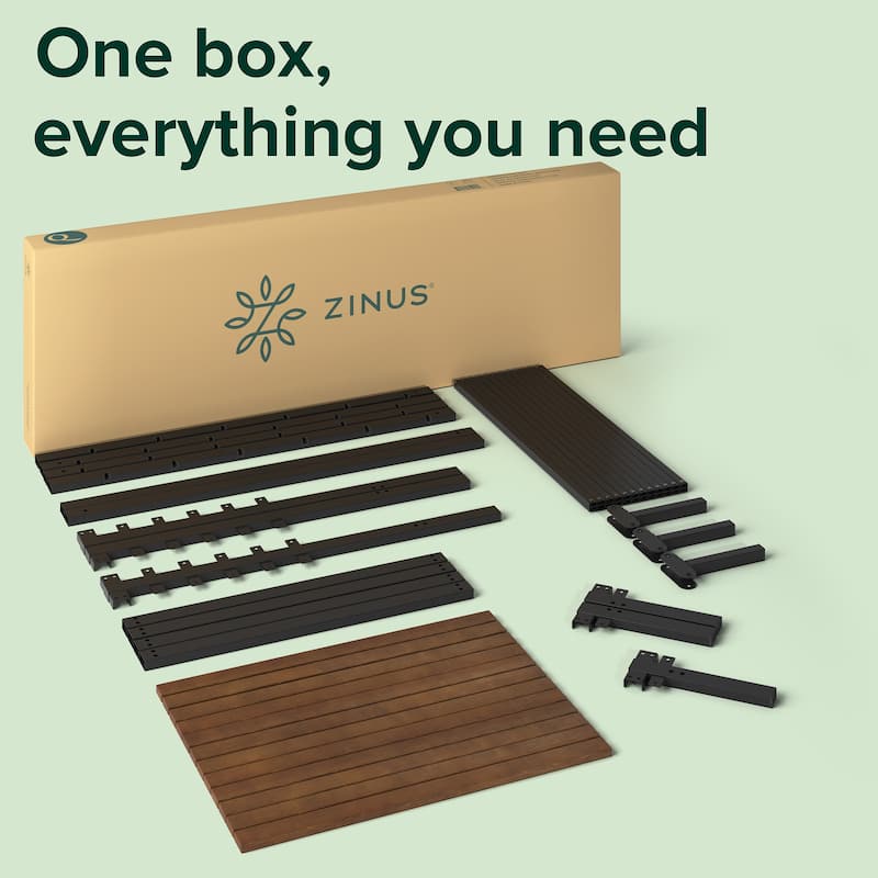 Priage by ZINUS Brown Bamboo and Metal Platform Bed Frame