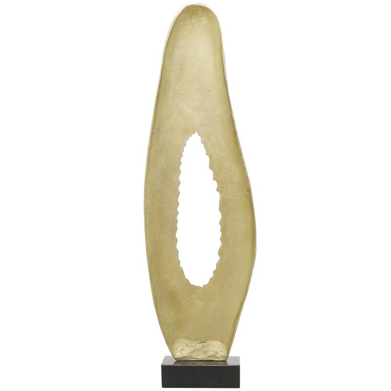 Aluminum Metal Abstract Teardrop Decorative Sculpture with Black Base - Black or Gold - Roche River Decor