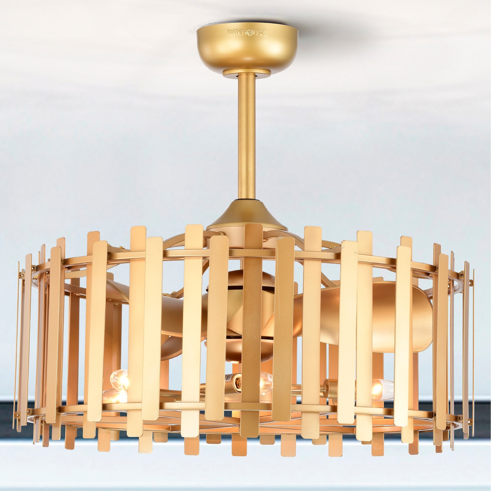 Warehouse of Tiffany Daniyal 26-inch Matte Gold 6 Lights 3 Blades Lighted Ceiling Fan with Remote