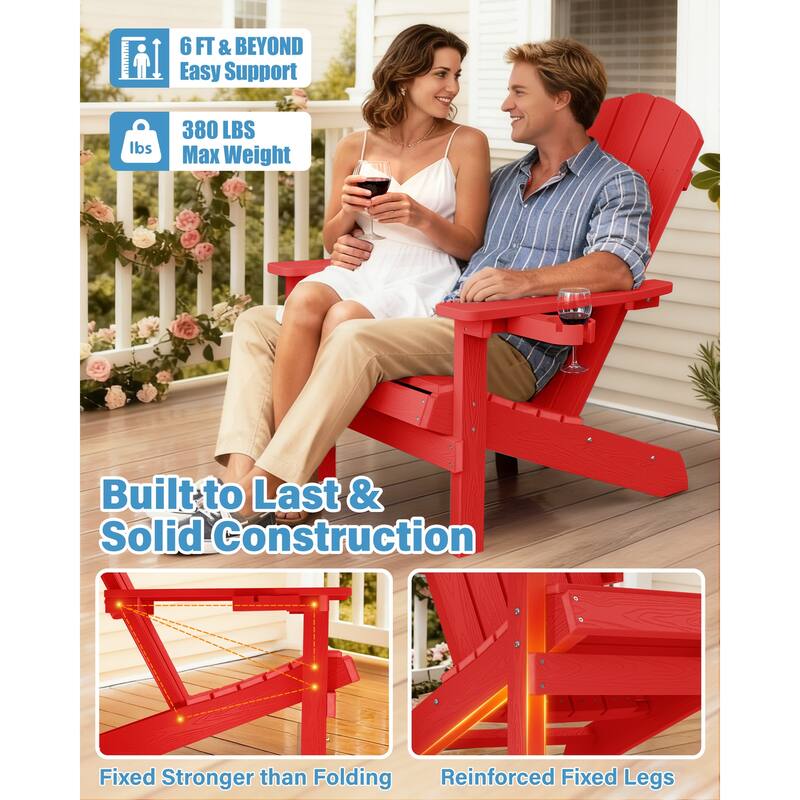 WINSOON All Weather HIPS Outdoor Plastic Adirondack Chairs Set of 4