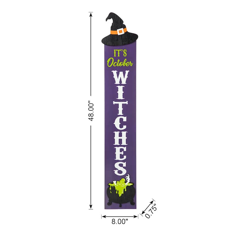 Glitzhome 48"H Halloween Wood Witch Hat Porch Sign Decor