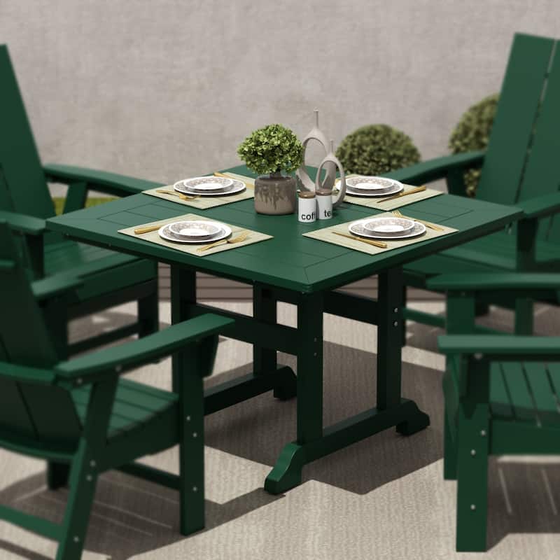 Laguna Hdpe All Weather Outdoor Patio 43" Square Dining Table - Dark Green