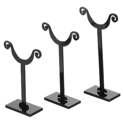 Earring Display Stand,6pcs Acrylic Earring Holder Earring Stands 8 Holes,Black - Black