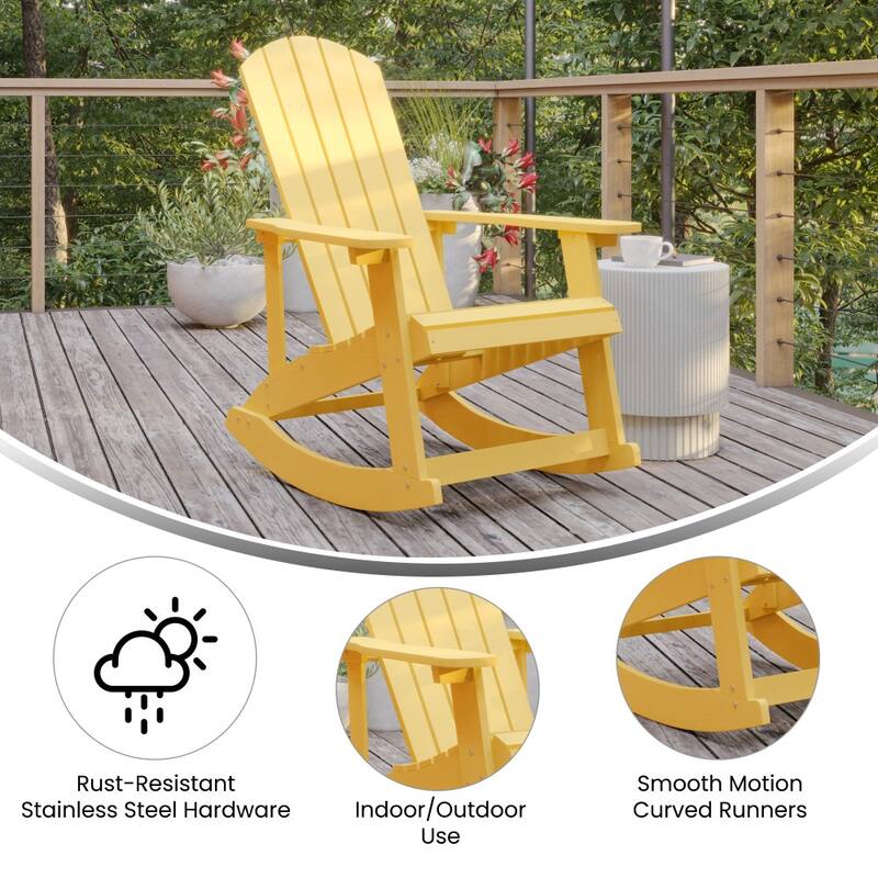 All Weather Polyresin Wood Rocking Adirondack Chair