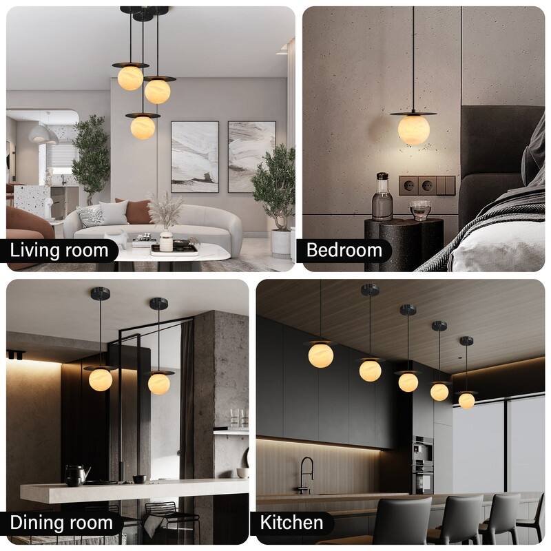 KAYLA Alabaster Pendant Light - Nordic Modern Brass Hanging Lamp