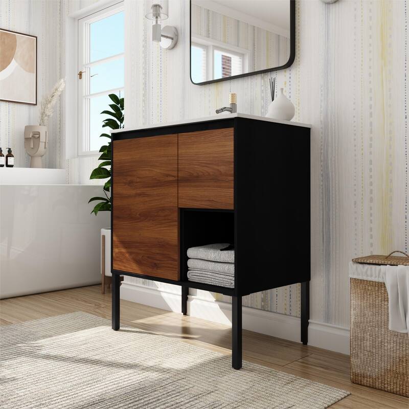 Bathroom Vanity With Sink In 30 Inch, Freestanding/Floating Bathroom Vanity with Soft Close Door and Drawer