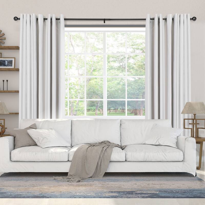 UTOPIA ALLEY 3/4 Inch Curtain Rod - Curtain Rods For Windows 48 to 86 Inch, Adjustable Drapery Rods, Black Curtain Rods