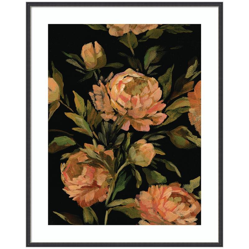 Kate and Laurel Framed Art Moody Floral 3 by Annie Quigley - 33x41 - Black