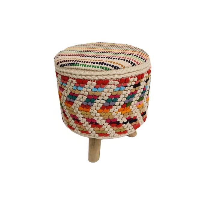 Home&Manor Lyon Cotton Round Stool