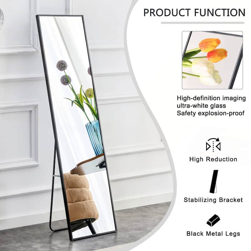 Aluminum Alloy Metal Frame Wall Mounted Full Body Mirror
