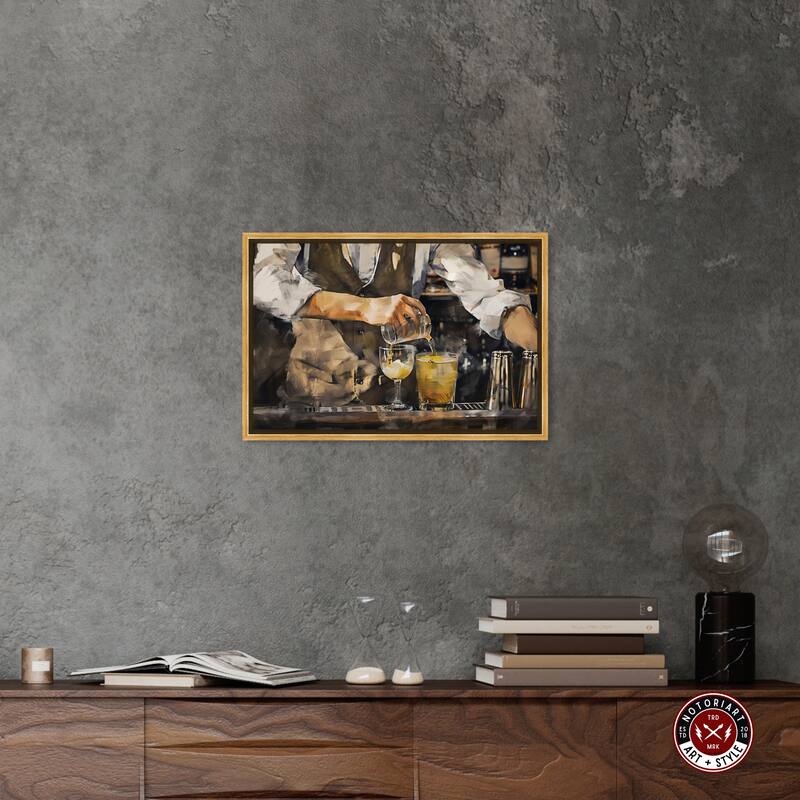 Notoriart Bartender Framed Bar Cart Art For Men
