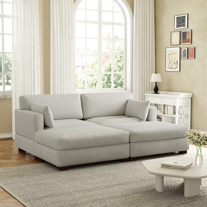 Corduroy Modular Sectional Sofa Deep Seat Corner Sofas & Ottomans