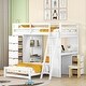 preview thumbnail 15 of 26, Twin Over Twin Bunk Bed with LED Light & USB Ports, Drawers & Shelves White - Twin