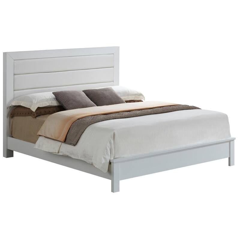 White Queen Bed with Transitional Style, Crisp Finish and Spacious Frame for Comfortable Bedroom Living and Decor