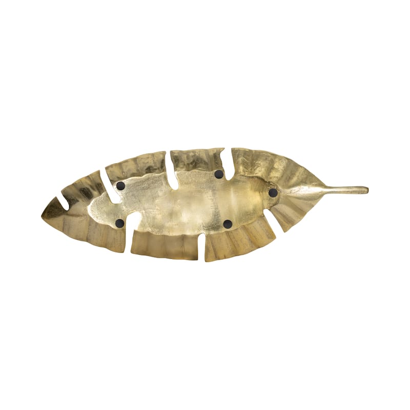 Sagebrook Home Metal Glam Leaf Decorative Tray
