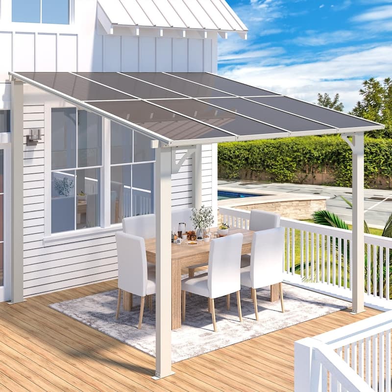 8x8ft Wall Mounted Gazebos Pergola, Outdoor Lean to Gazebo Awnings