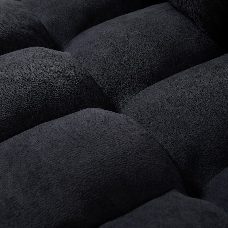 Modern Chenille L-Shaped Convertible Sofa Bed with Storage, USB and Type-C Charging Ports for Living Room