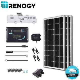 Renogy 300W Mono Solar Panel RV Kit 30A Controller 12V Off Grid Battery