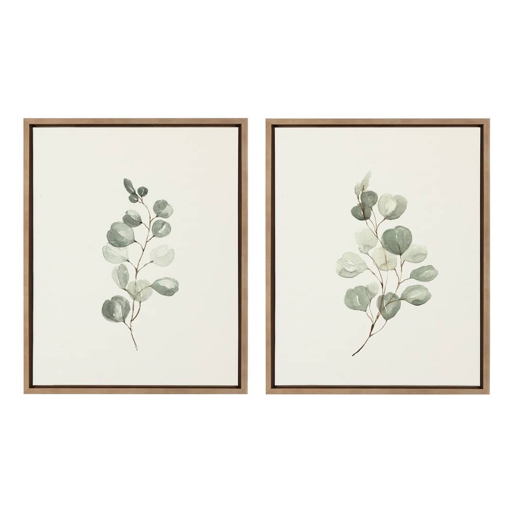 Kate and Laurel Sylvie Eucalyptus Framed Canvas Set by Maja Mitrovic of Makes My Day Happy