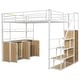preview thumbnail 20 of 28, Metal Loft Bed with Bulit-in Wardrobe and Storage Staircase, Full Size Loft Bedframe with Locker and Storage Shelves for Kids