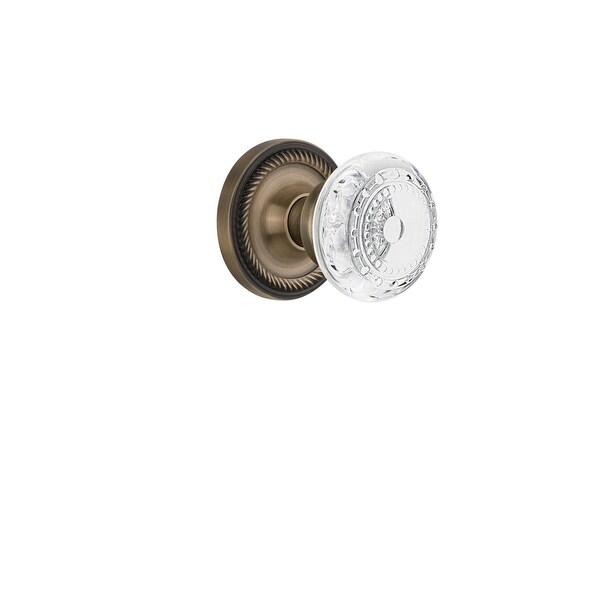 Nostalgic Warehouse ROPCME_PRV_234_NK Vintage Crystal Meadows Privacy Door Knob Set with Rope Rose and 2-3/4" Backset