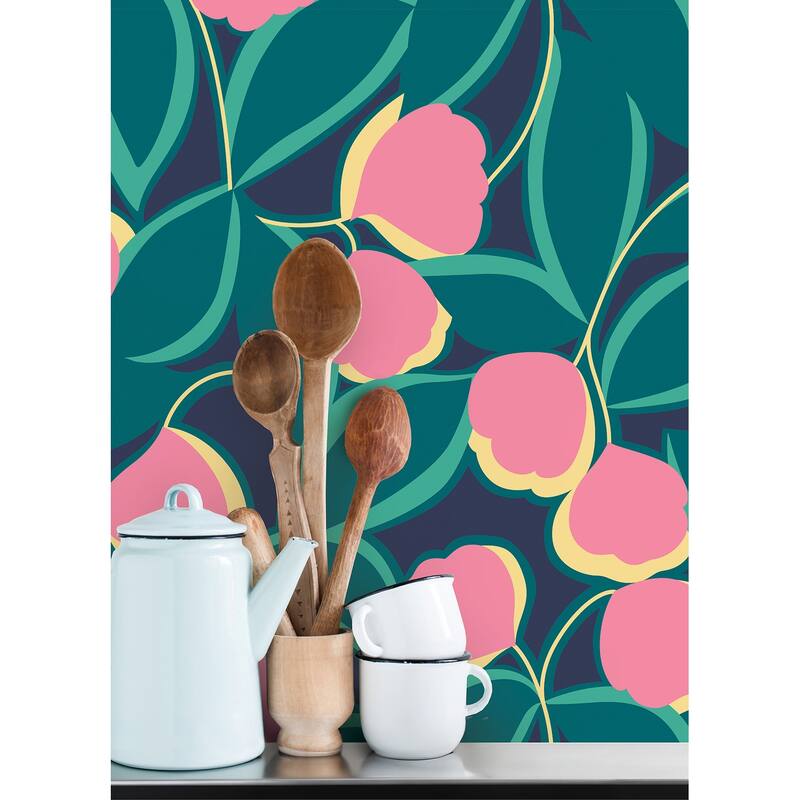 Megan Carter Talia Navy Peel and Stick Wallpaper