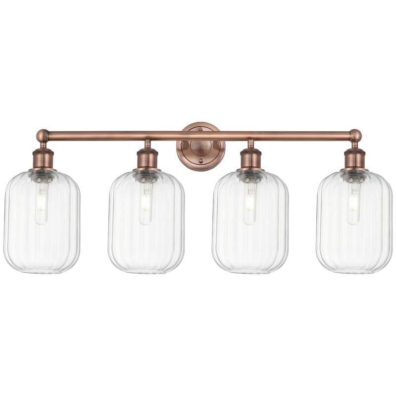Innovations Lighting Endless Possibilities Edison - Preston - 4 Light 34" Jar Shade Bath Vanity Light - Clear/Antique Copper
