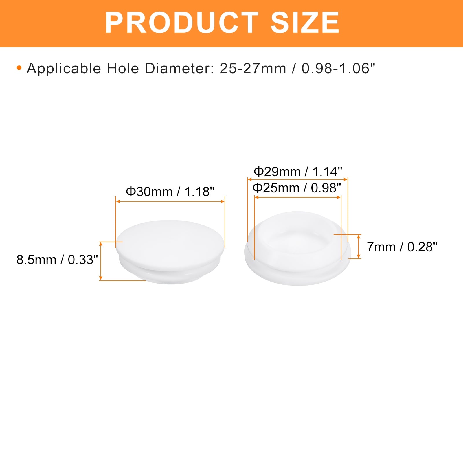 25Pcs Silicone Plugs, Rubber Round Hole Plugs for 2.5-3mm Hole, White