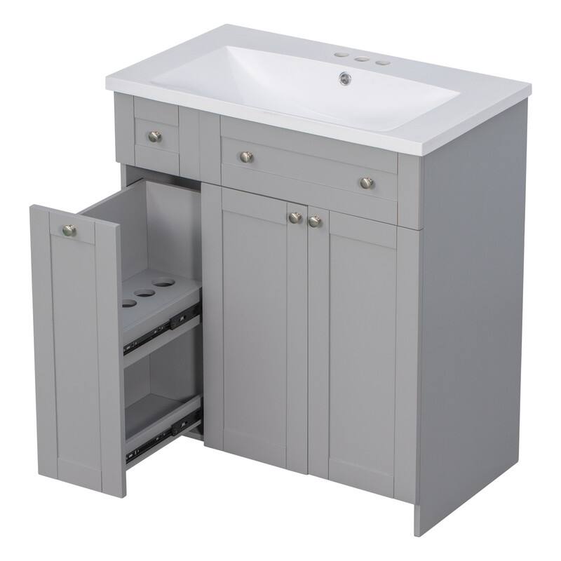 Single Sink 30" Bathroom Vanity with Combo Cabinet and Storage