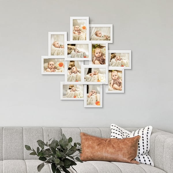 HELLO LAURA 12 Opening 4 x 6" White Collage Wall Picture Frame