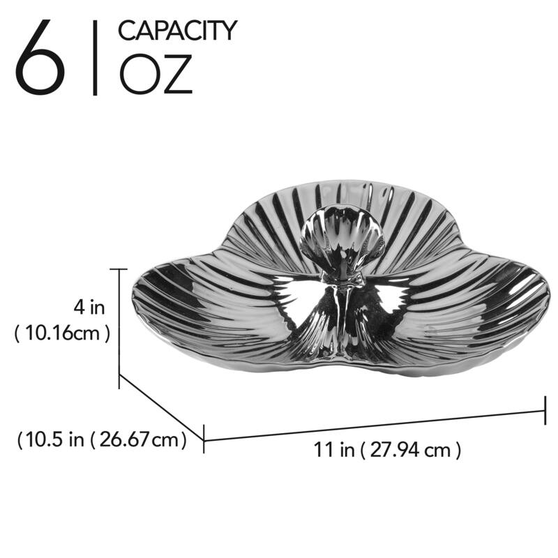 Certified International Silver Coast 3-D Shell 3 Section Server - 11" x 10.5" x 4"
