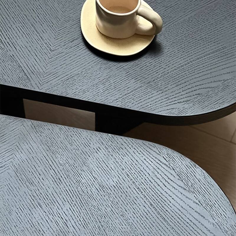Modern Wood Coffee table, Mid Century Wood Side Table for Living Room, 2 Pieces