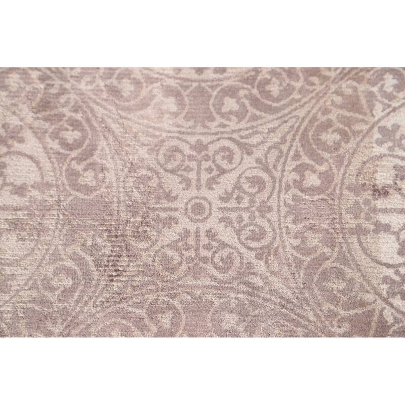 Beige Geometric Modern Oriental Accent Rug Handmade Wool Carpet - 2'1"x 3'9"