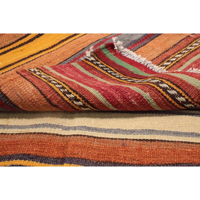 Hand Woven Oriental 100% Wool Carpet Southwestern Tribal Multi-Colored Kilim Area Rug - 8' 3'' X 5' 8''