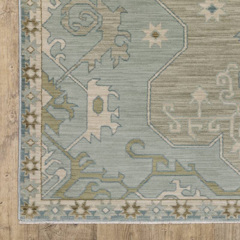 Meadow Bohemian Old World Inspired Grey/ Blue Area Rug