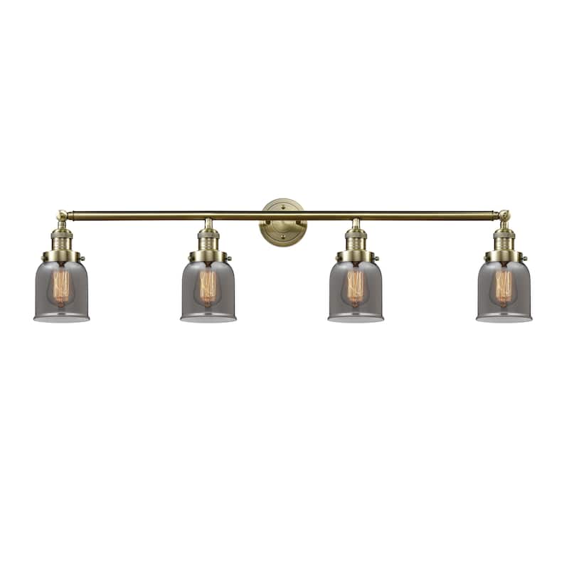 Innovations Lighting Bell 4 Light 42" Bath Vanity Light - Antique Brass/Light Smoke