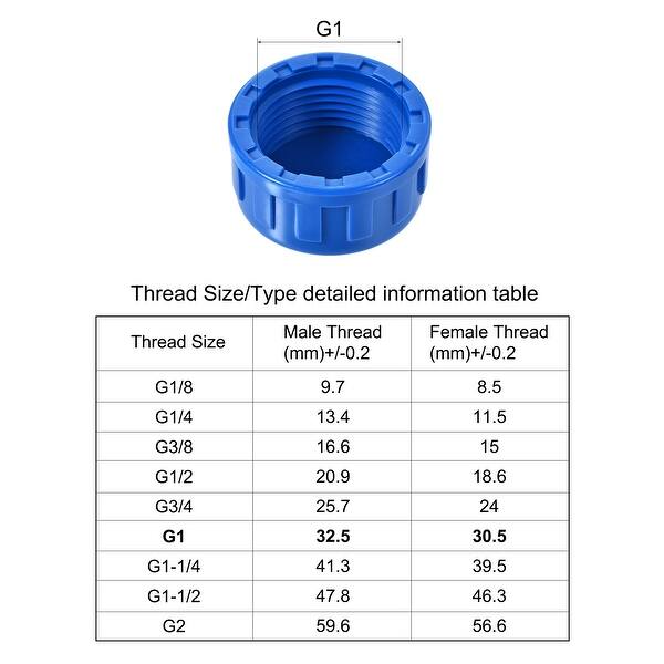 G1 Pipe Fitting Cap Pvc Female Thread Hose Connector Round End 12pcs Blue Overstock