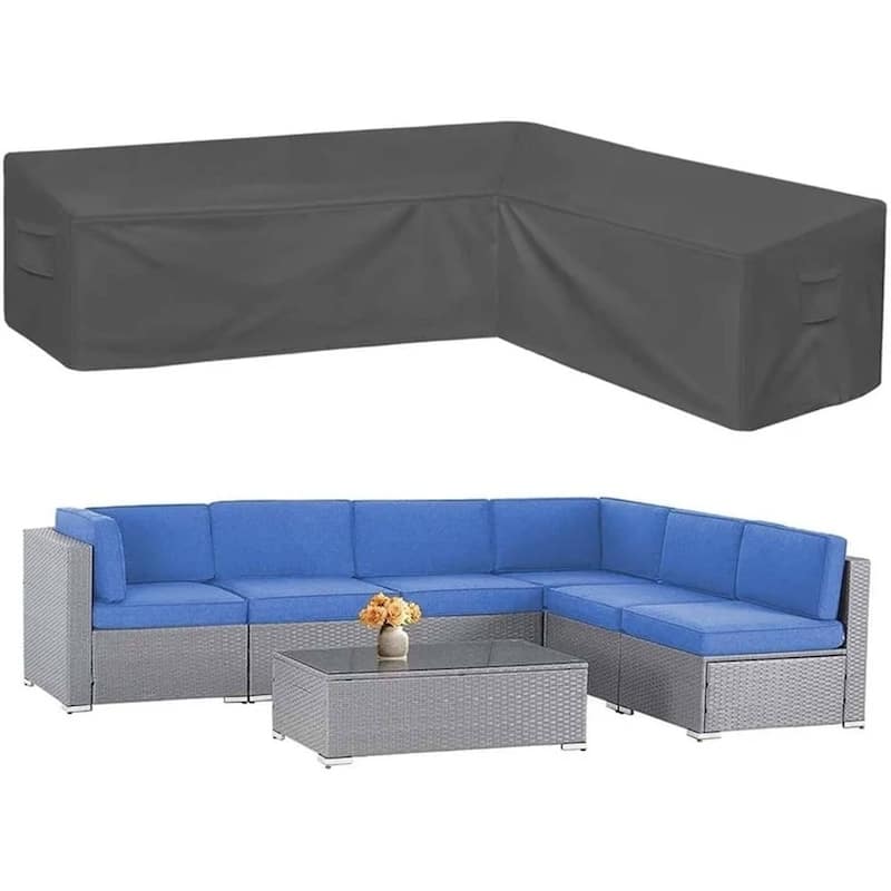 Universal Patio Sectional Sofa Cover Anti-UV & Windproof Waterproof - 104x83(L-Shaped-Right Facing)