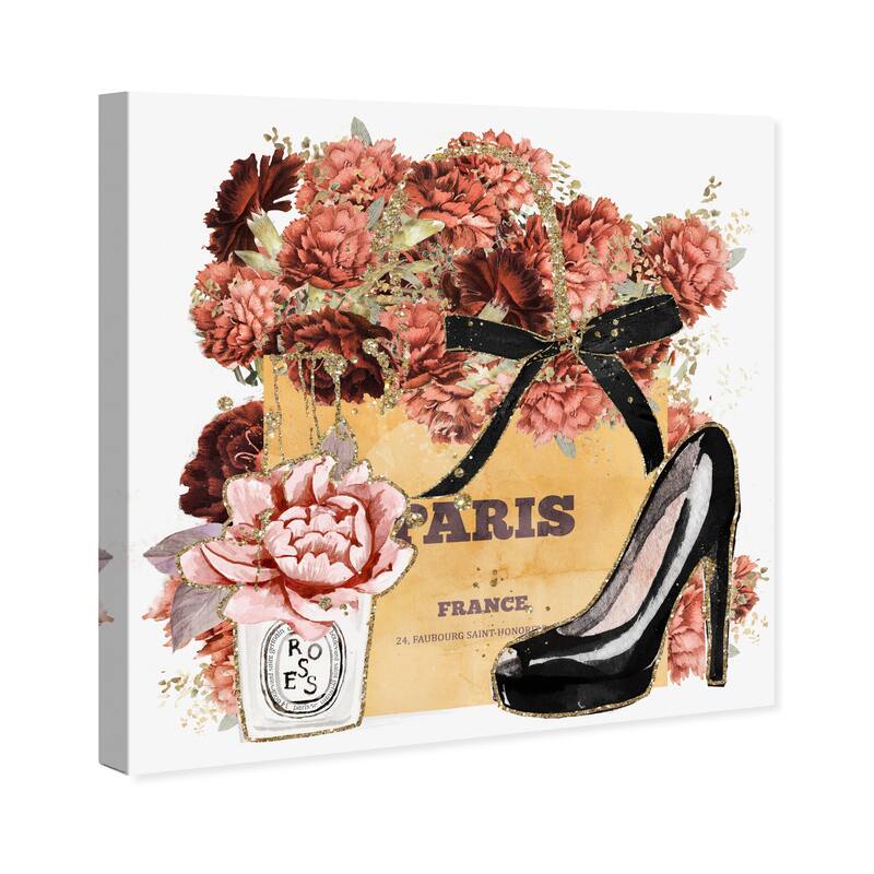Wynwood Studio Fashion and Glam Pastel Parisian Tangerine Bag Fall Orange and Glam Wall Art Canvas Print