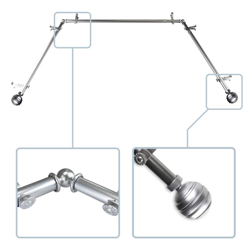 InStyleDesign Piper 13/16" Bay curtain rod 20"-36", 38"-72" - Satin Nickel