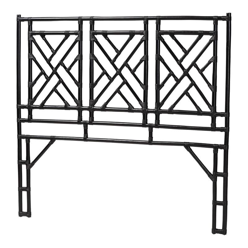 Karavo Bohemian Rattan Size Standalone Headboard - Black - Queen