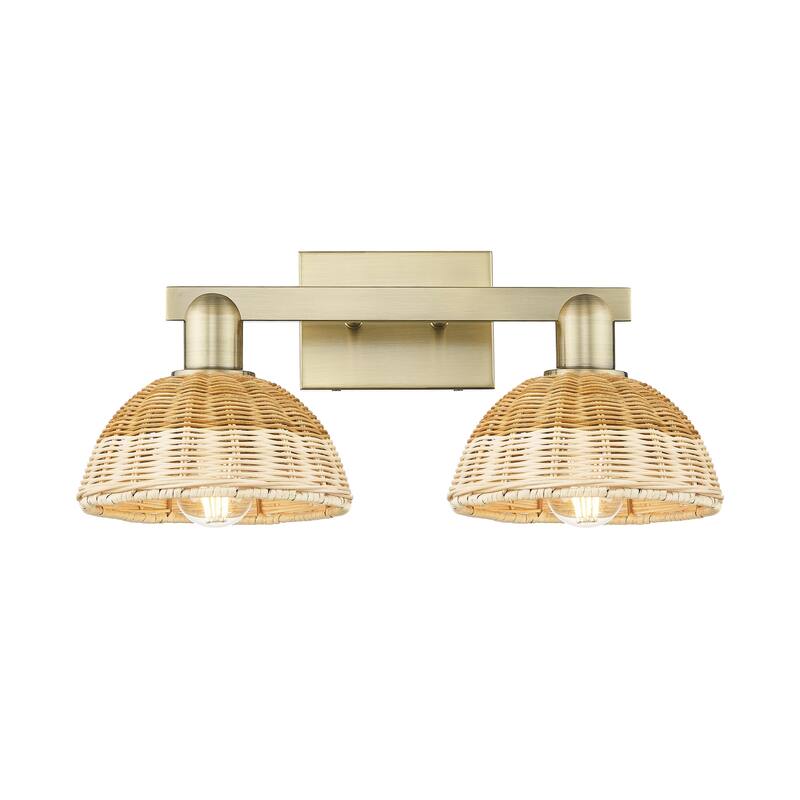Innovations Lighting Downtown Urban - Natural Ballston Dome - 2 Light 16" Bath Vanity Light with Basketweave Shade