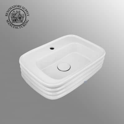 23.5" Rectangular White Ceramic Bathroom Vessel Sink