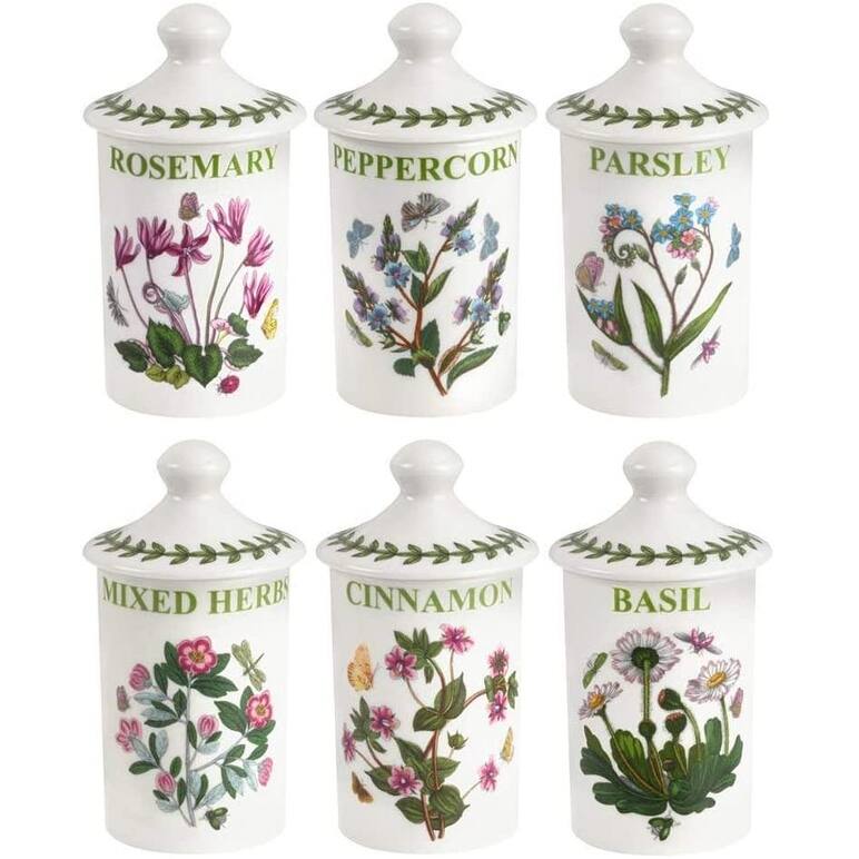 Portmeirion Set of 6 Botanic Garden Assorted Spice Jars - 4.5 inch