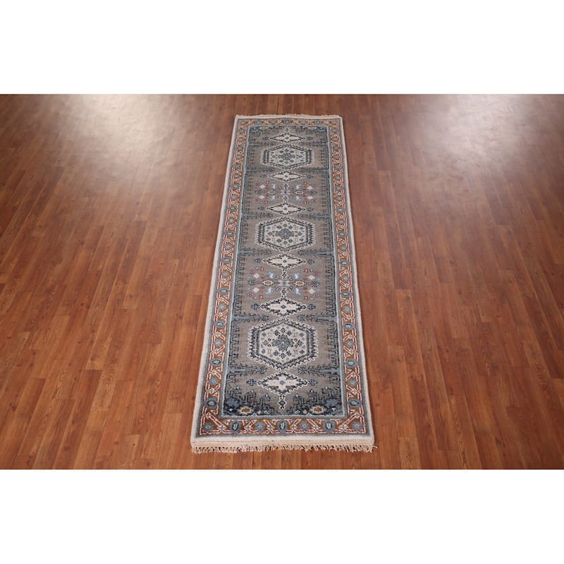 Gray Viss Oriental Runner Rug Hand-Knotted Wool Carpet - 2'7"x 8'0"