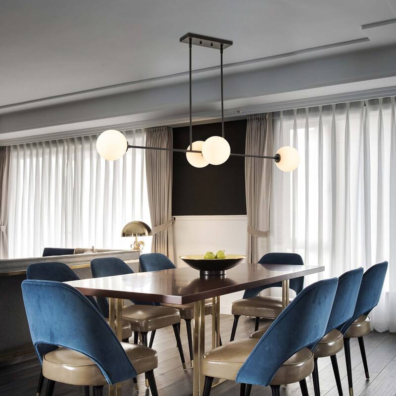 4-Light Modern Linear Chandelier Cluster Globe Glass Kitchen Island Light