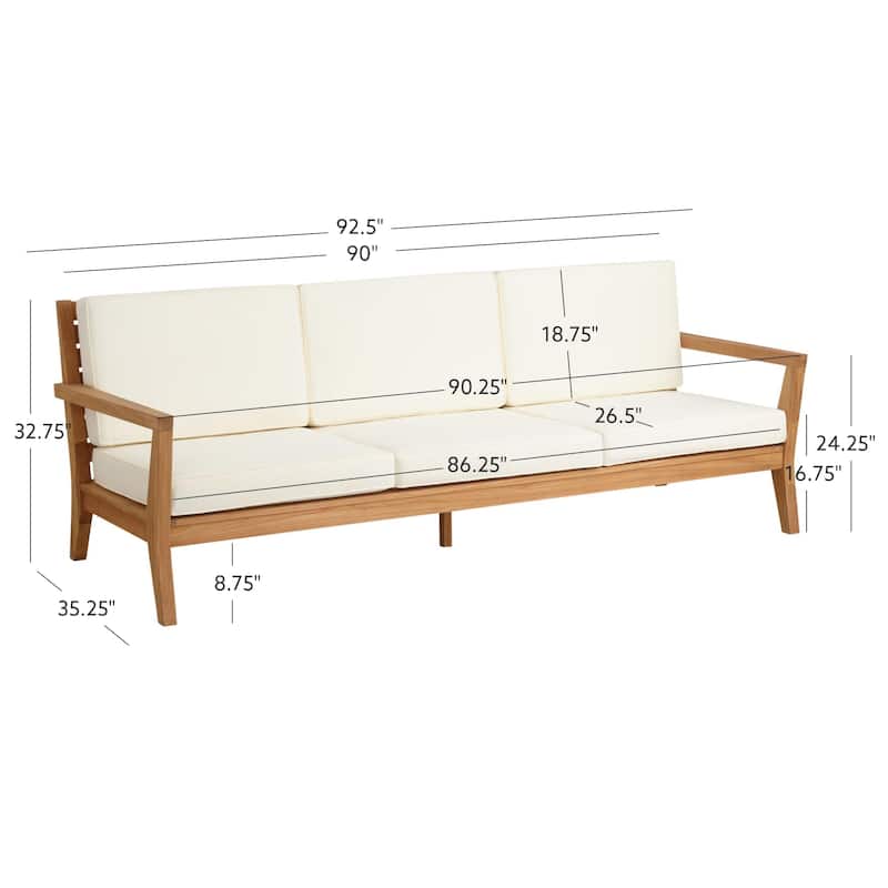 Clermont Outdoor Natural Teak 3 Seat Sofa