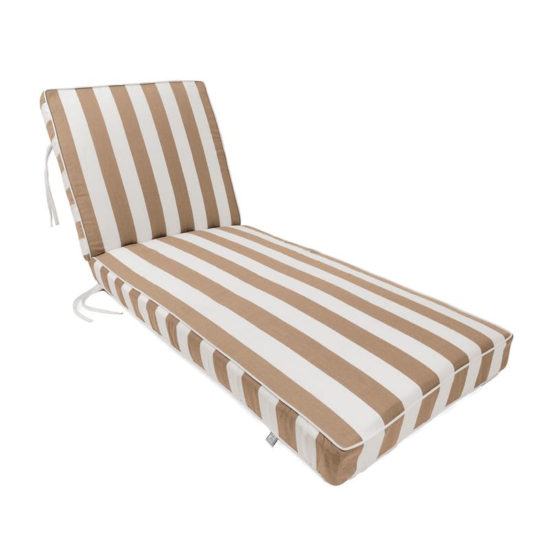 Sherry Kline Indoor/Outdoor Cabana Stripe Chaise Lounge with Contrast Cord - Beige/Natural