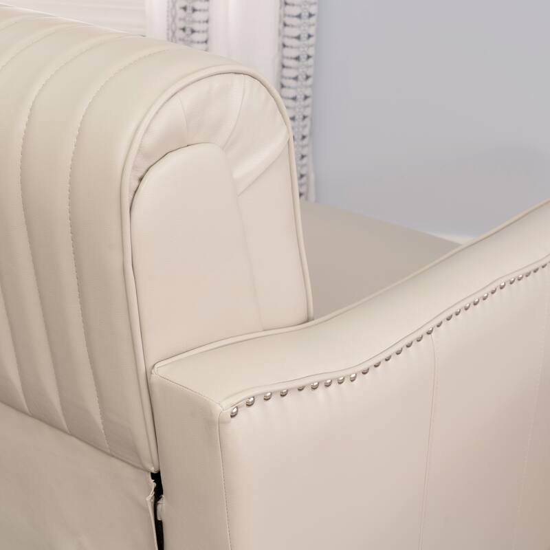 Linon Carlota Faux Leather 360 Swivel Accent Chair